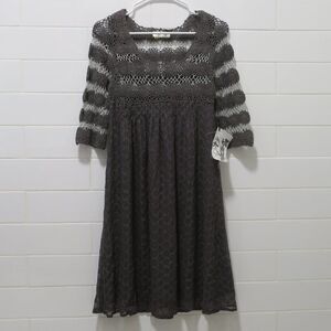 NWT SUGARLIPS silk crochet dress grey silve eyelet Sml babydoll y2k fairy